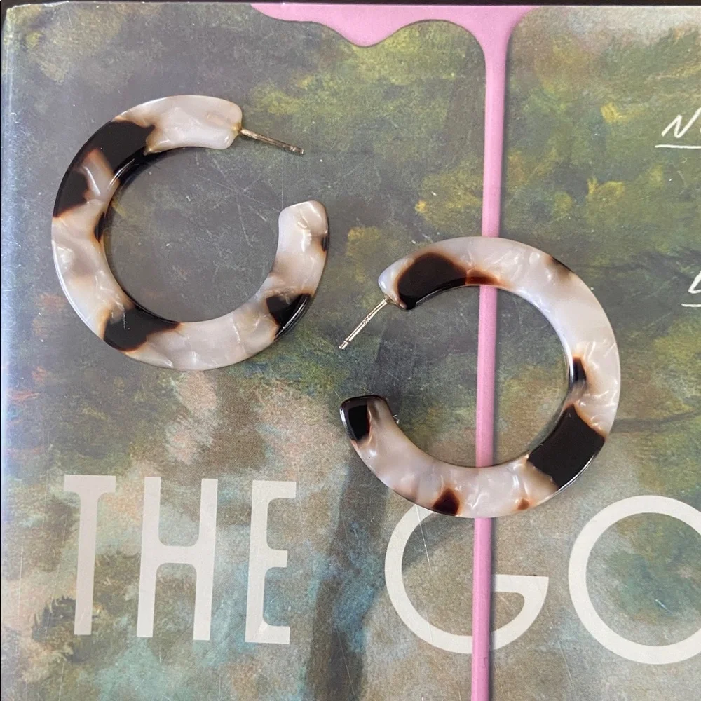 •MADEWELL• “tortoise shell” acetate hoops with sterling silver posts - Picture 4 of 4